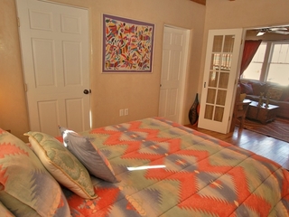 Bedroom 2, bathroom, french doors to den