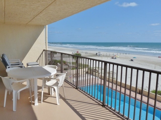View of No Drive (Vehicle Free) Beach from Large Private Oceanfront Balcony